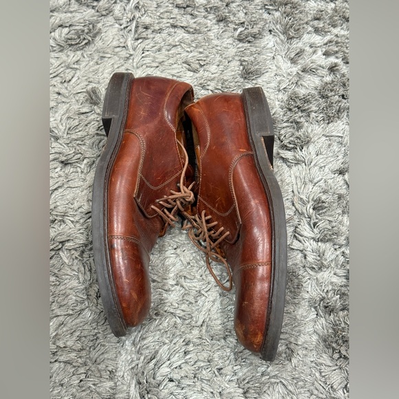 Johnston & Murphy Men\'s Brown Leather Oxford Shoe Sz 10.5 Made in Italy main image 4